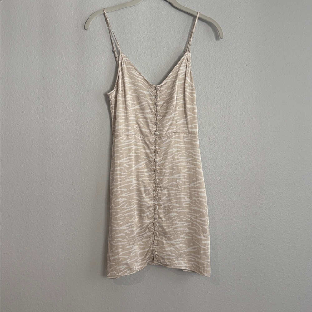 Abercrombie & Fitch Cream Mini Dress Animal Print Sexy Silky Y2k